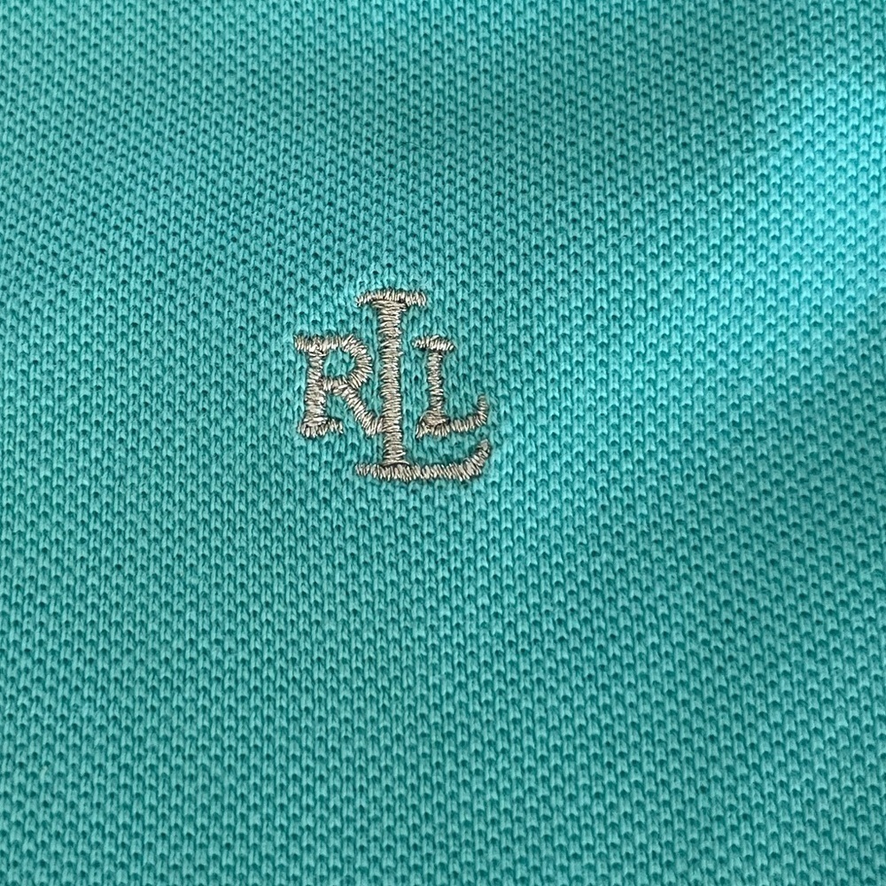 LAUREN RALPH LAUREN pastel Blue shortsleeve Polo shirt petite L tennis prep - Picture 7 of 8